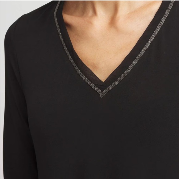 NWT Chico's Black Long Sleeve V-Neck with detail, A-Line midi Dress size 2/Large - Picture 4 of 13